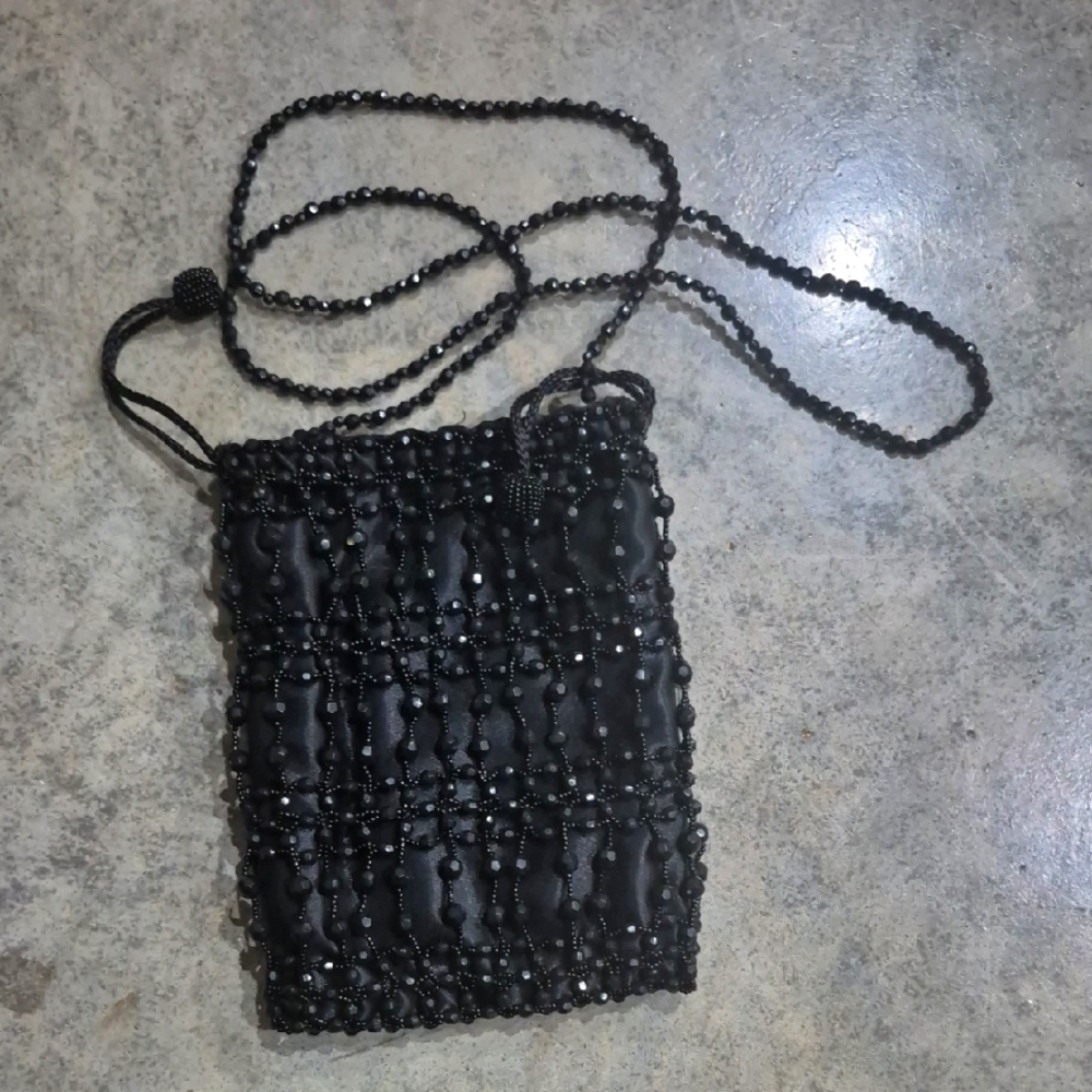 Source Unknown Black Beaded Clutch